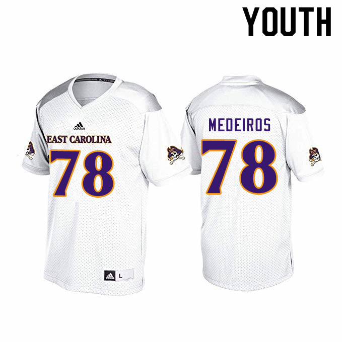 Youth #78 Chandler Medeiros ECU Pirates College Football Jerseys Sale-White